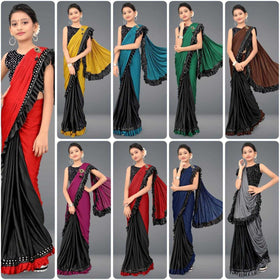 Designer Kids Saree – Delta Lycra | Velvet Blouse - Just Primes